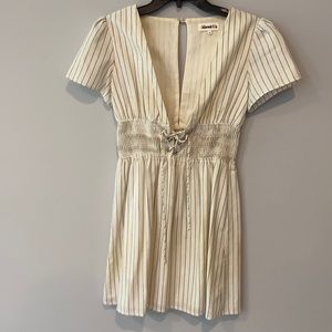 About us front tie mini dress